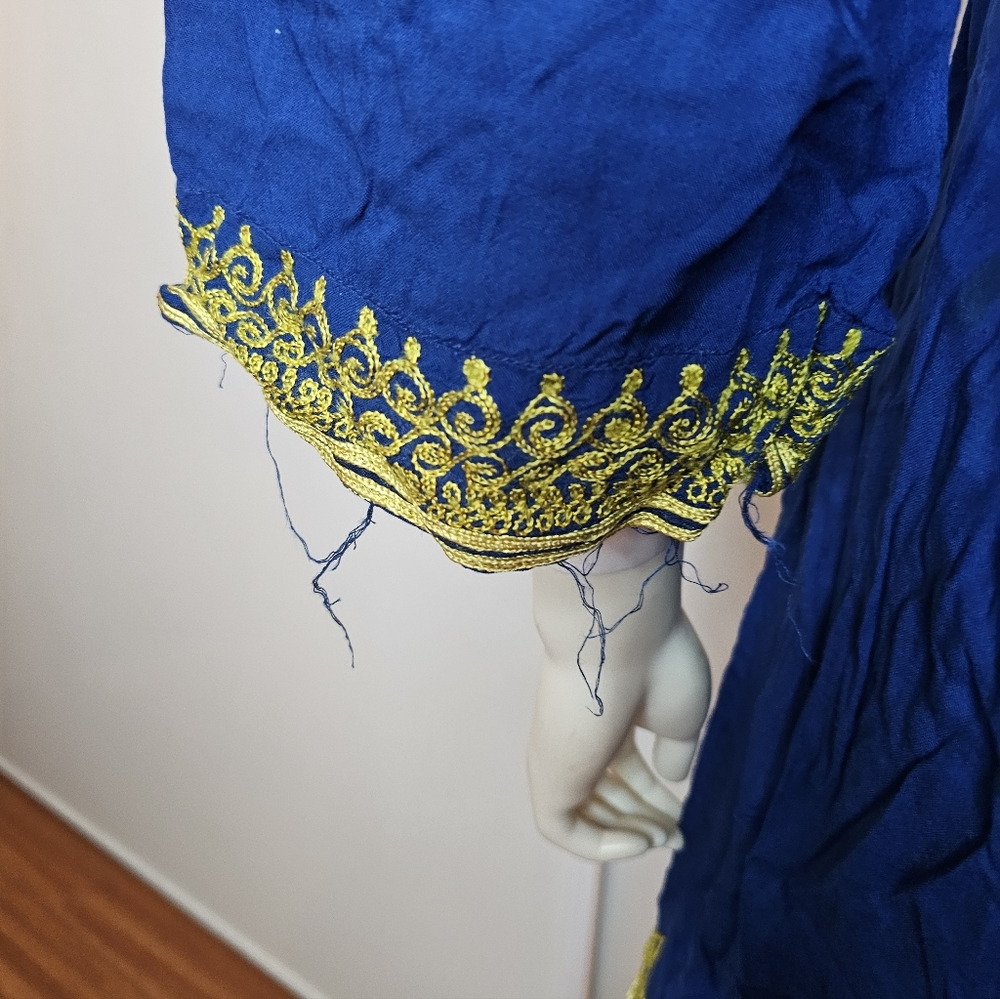 Elegant Blue and Gold Women's Swim Cover-Up Size S - Picture 6 of 12